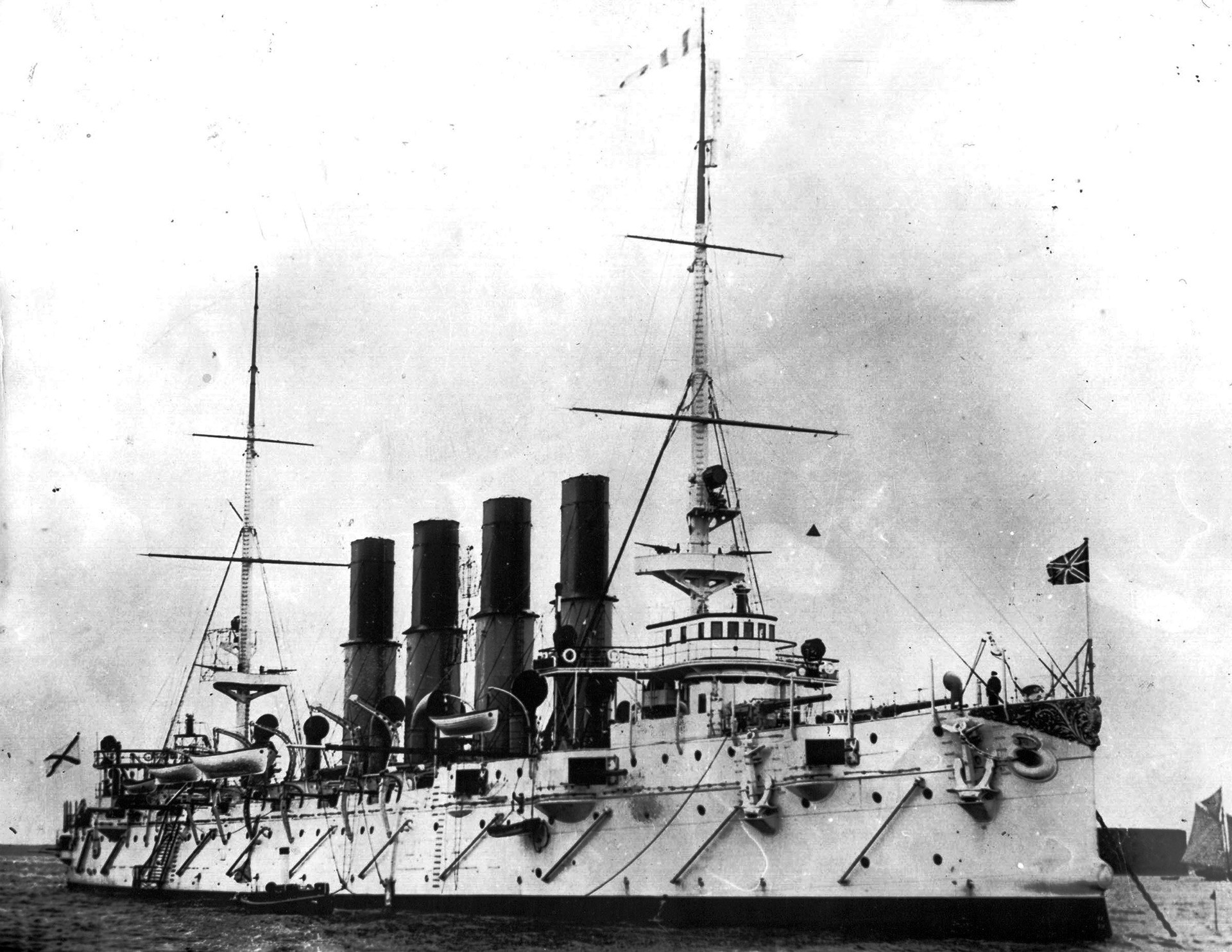 The Imperial Russian protected cruiser Varyag in Kronstadt.