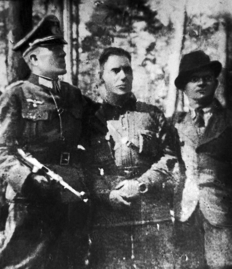 Nikolai Kuznetsov (center), a Soviet spy, captured and executed by Germans in 1944.