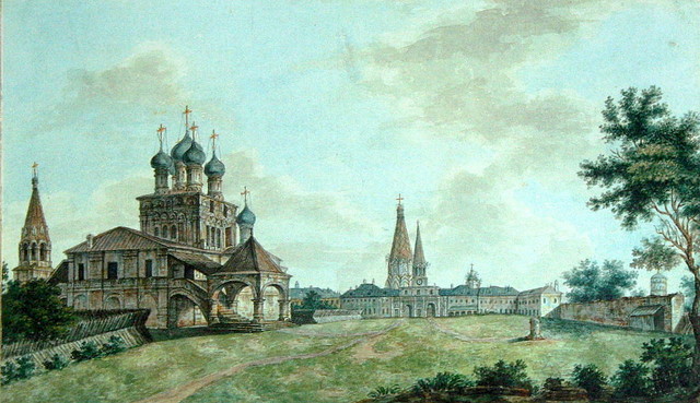 Kolómenskoye en torno a 1800, obra de F. Alekséiev.