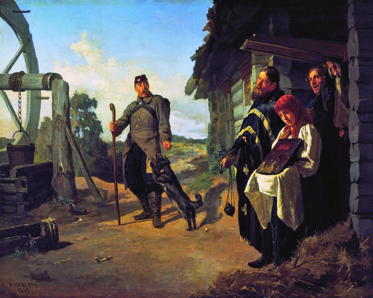 Le retour du soldat à la maison par Nikolaï Nevrev, 1869
