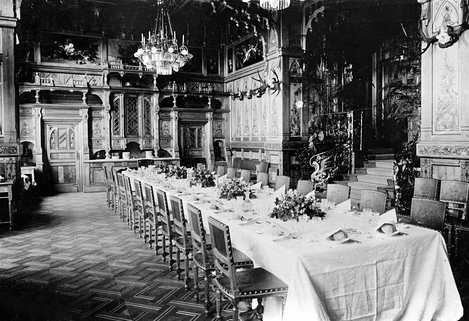 Interior of the palace of the Romanov dynasty, built in 1894 on the order of Tsar Alexander III of Russia, 1897