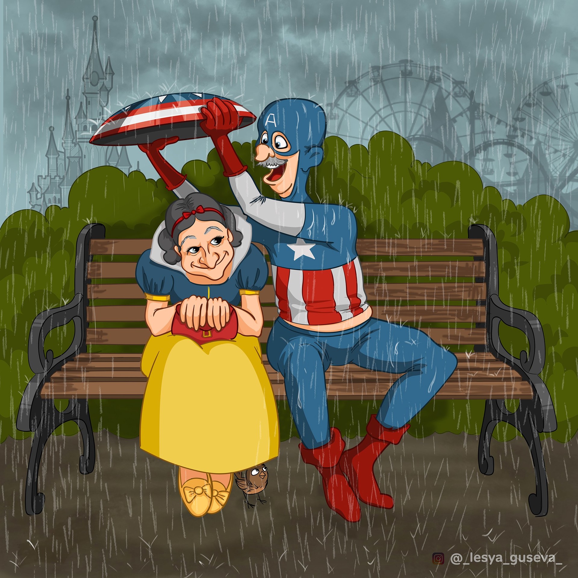 Captain America and Snow White