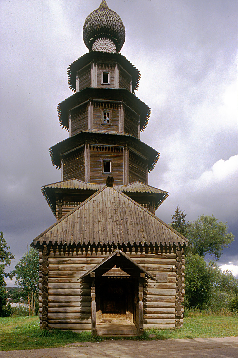 Church of the Tikhvin Icon (Old Church of the Ascension), west view with entrance porch. Aug. 13, 1995.