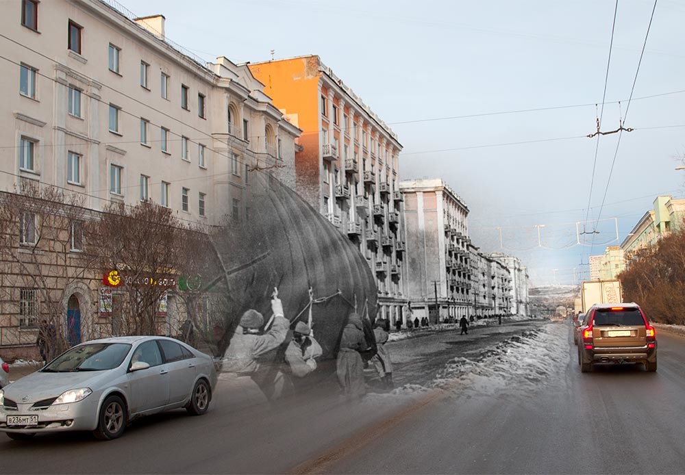 Múrmansk, 1941-2014. Traslado de un aerostato.