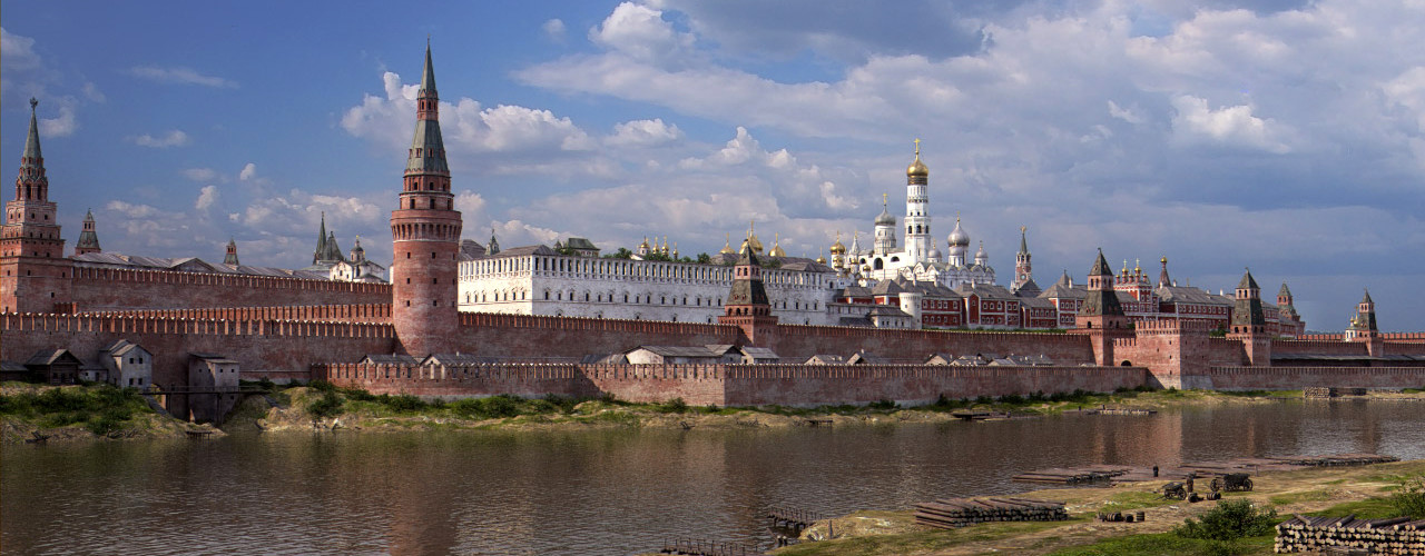 Pogled na Veliki kamniti most. Bela zgradba je skladišče Borisa Godunova, ki ga je Katarina Velika dala porušiti.
