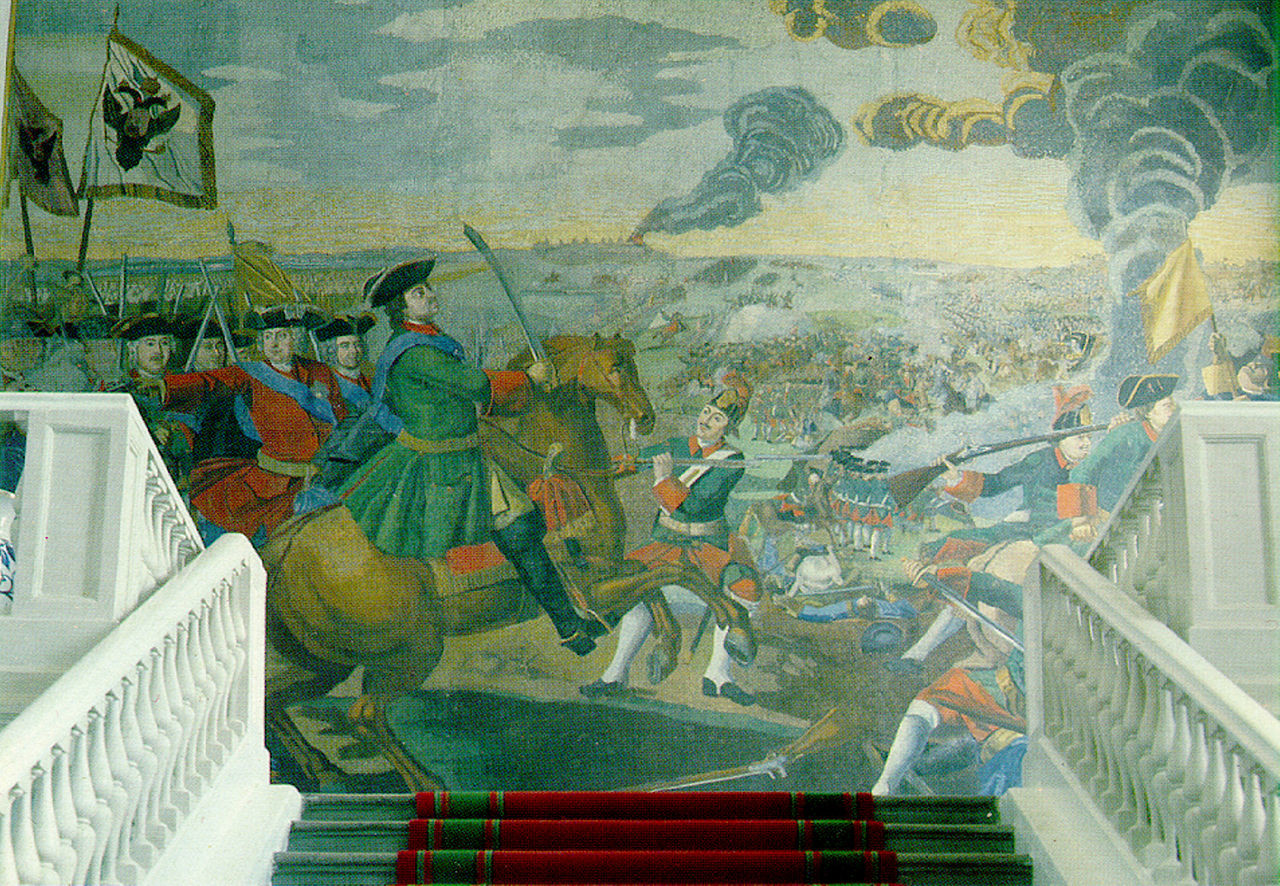 Največji izmed mozaikov Lomonosova, Bitka pri Poltavi, v zgradbi Akademije znanosti.