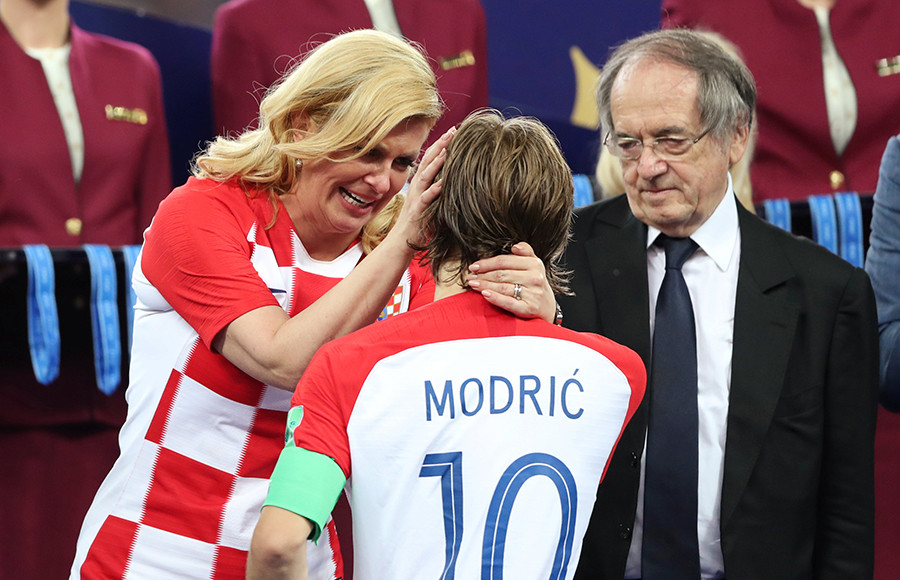 Kolinda Grabar-Kitarović and Luka Modrić, the captain of the Croatian national team.