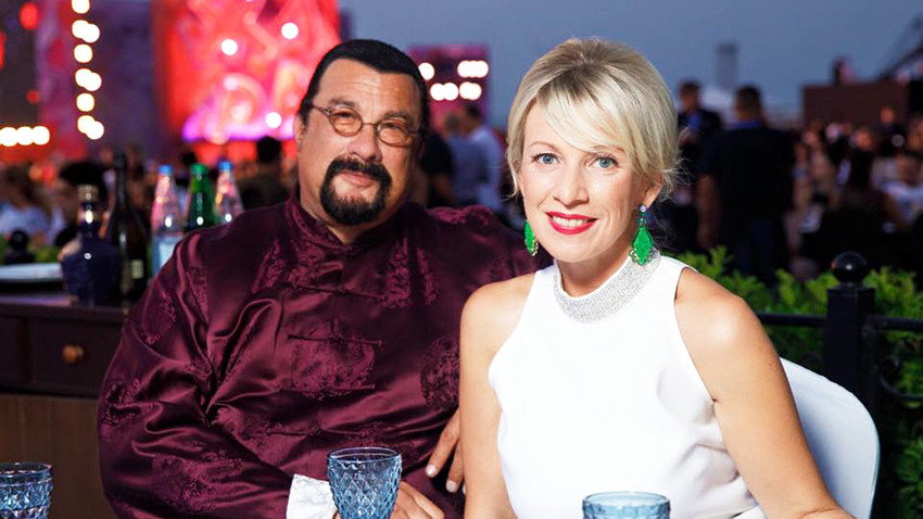 The Russian Foreign Ministry's chief spokeswoman Maria Zakharova and Steven Seagal