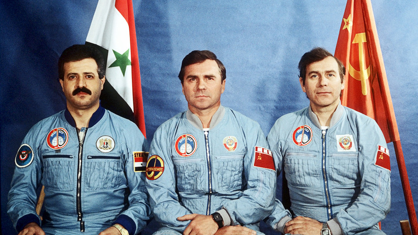 Members of the Soviet-Syrian space crew in 1987