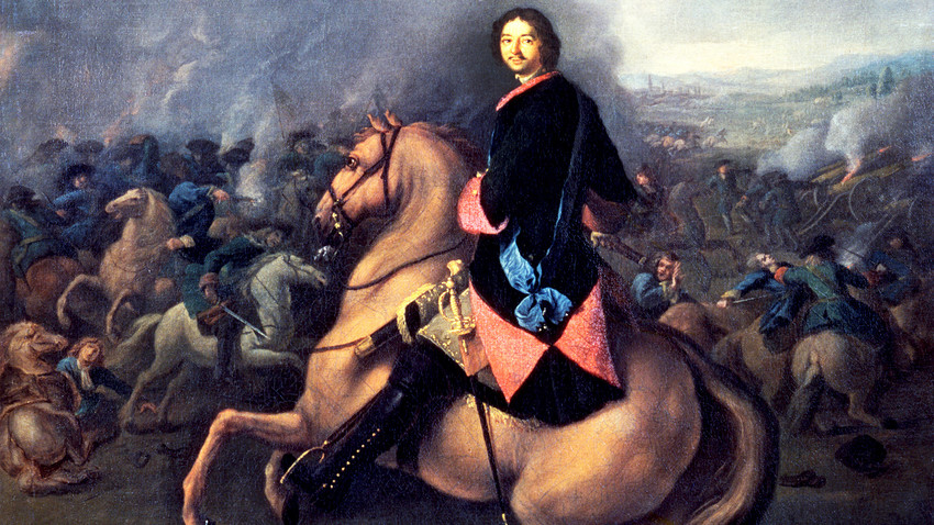 Johann Gottfried Tannauer, Peter I in the Battle of Poltava, 1710s.