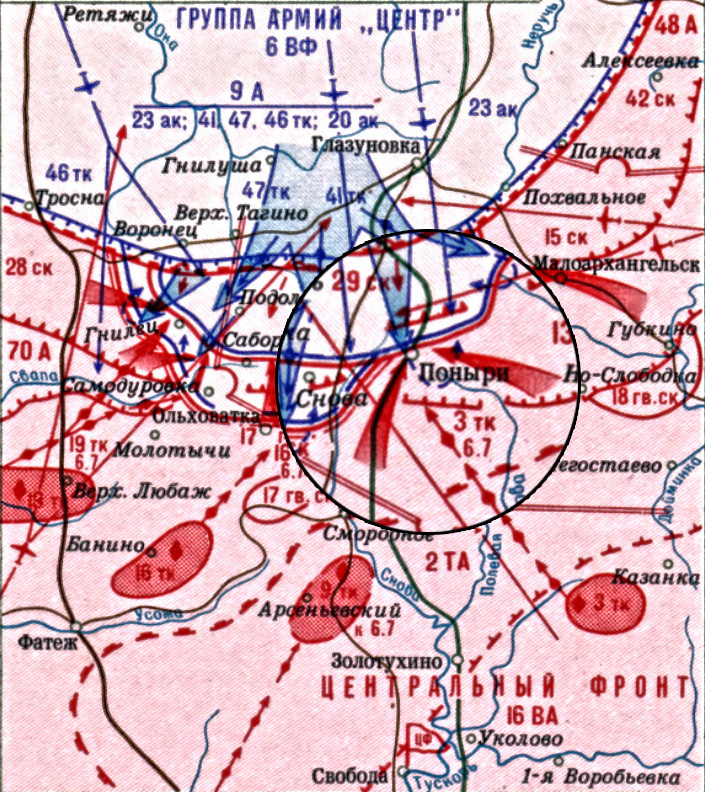Карта операције око насељеног места Понири