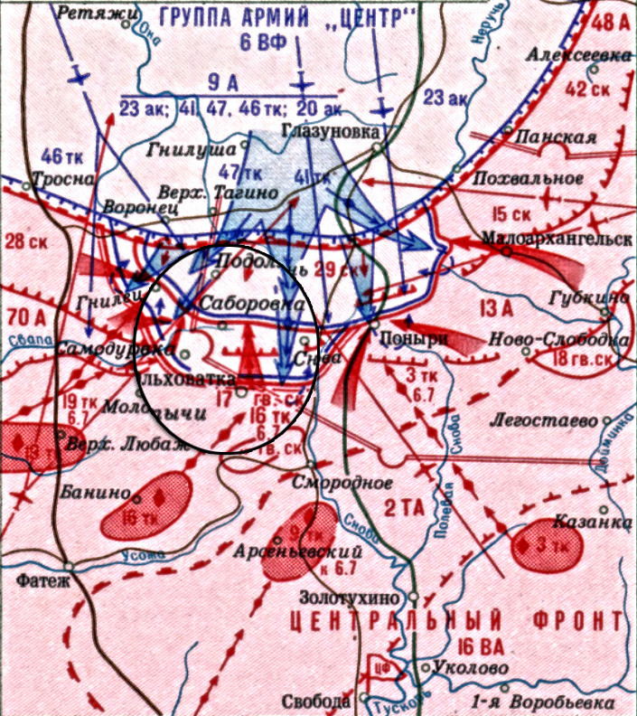 Карта операције у рејону насељеног пункта Ољховатка