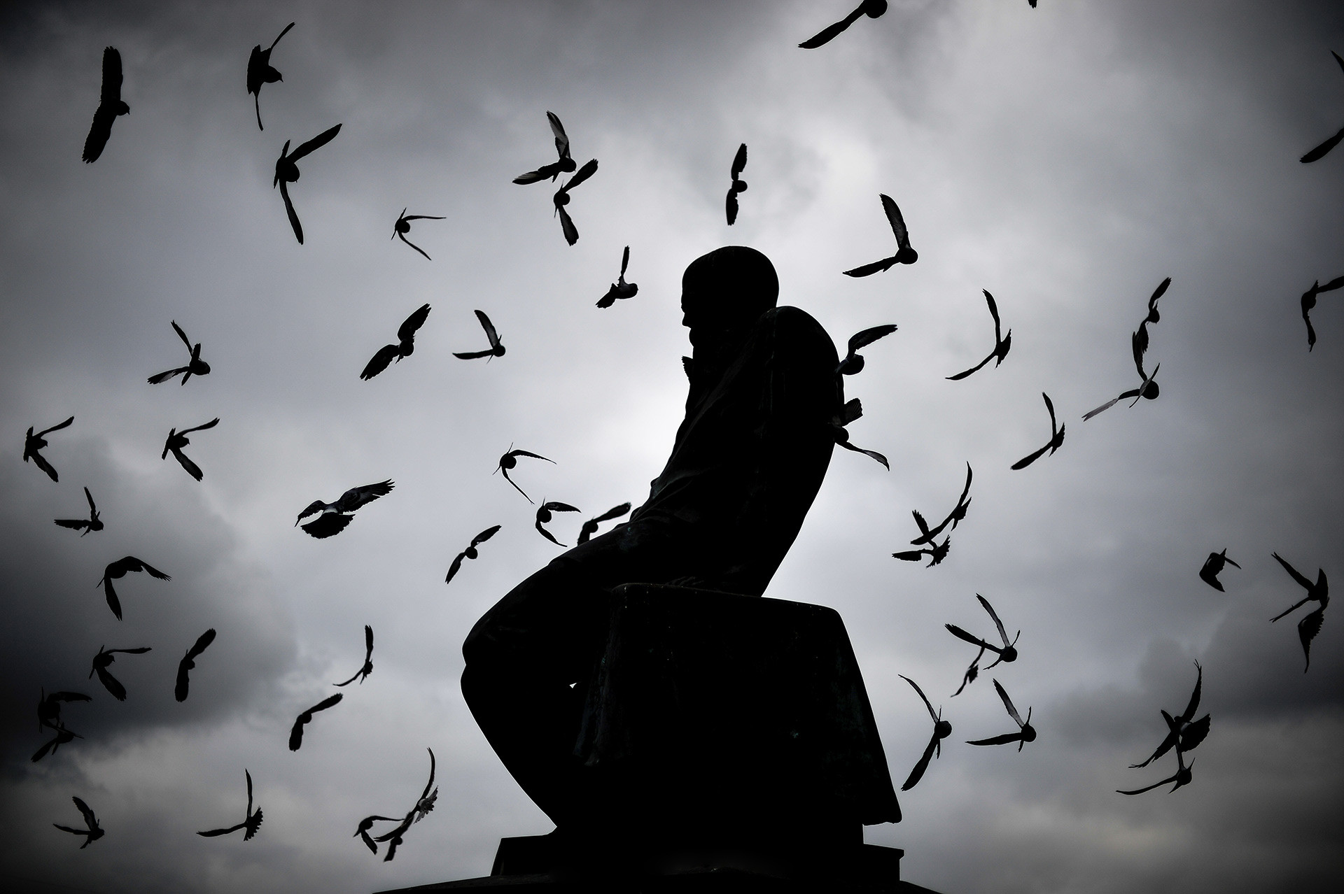 Dostoevsky's monument nearby the Russian State Library in Moscow.