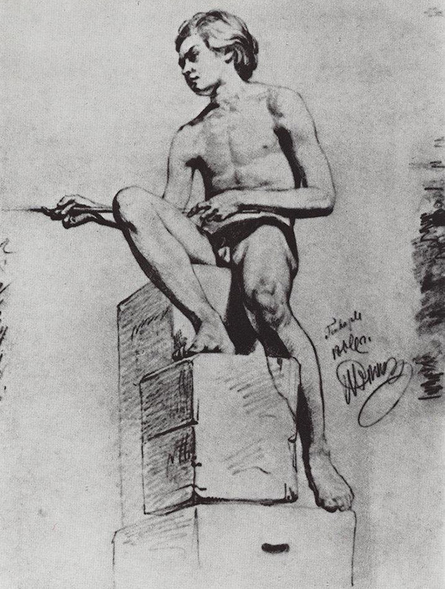 Iliá Repin, Modelo sentado, 1866
