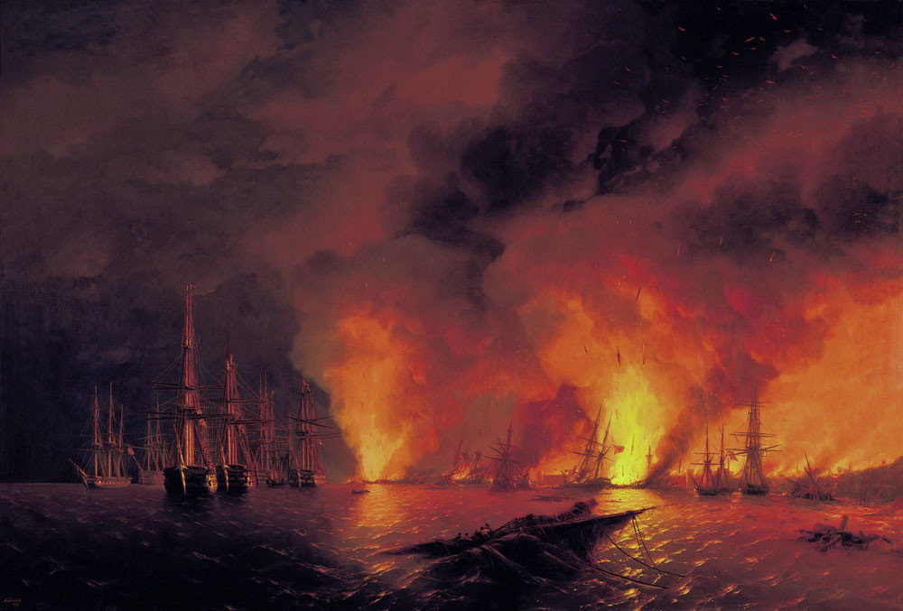 La bataille de Sinop. Peinture d'Ivan Aïvazovski