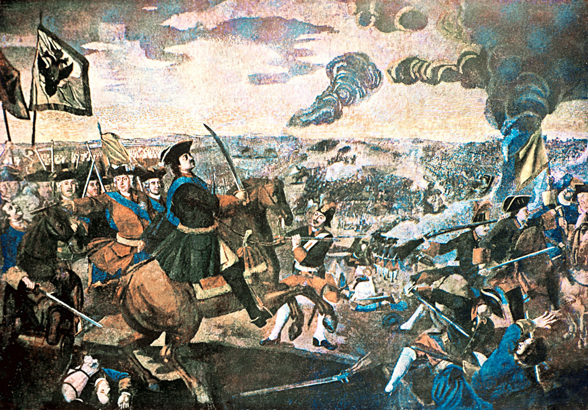 Полтавската битка (Северната война, 1700-1721). Мозайка на Михаил Ломоносов, Държавен исторически музей - Москва