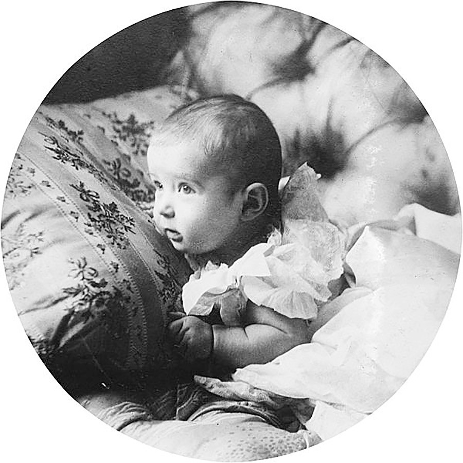 Alexei Nikolaevich in his baby age (in 1904).