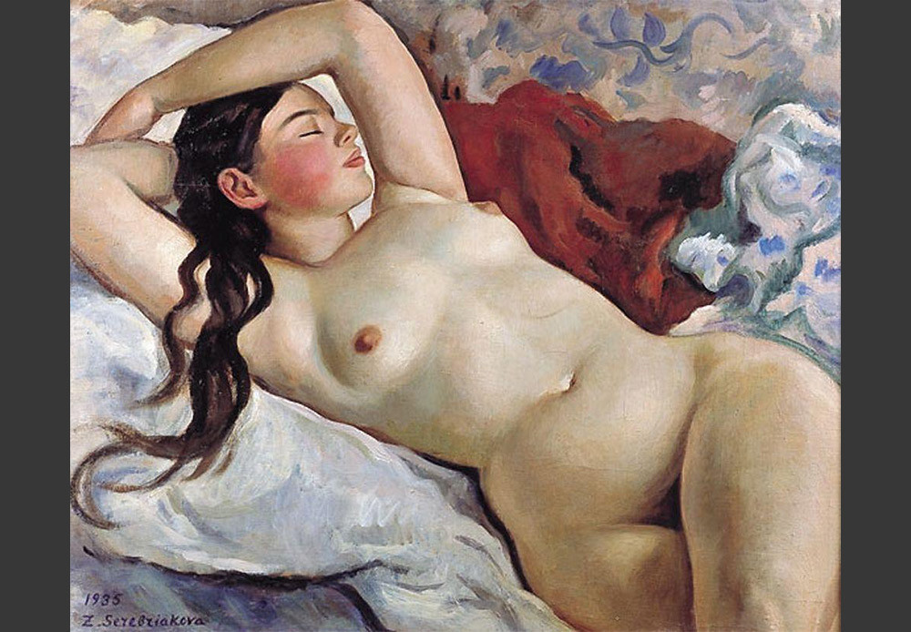 Зинаида Серебрјакова (1884-1967): Нага девојка у лежећем положају. Портрет Неведомске (1935).