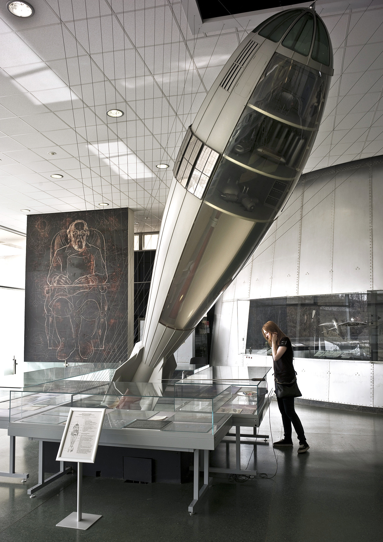 Delujoč model pilotske vesoljske rakete Konstantina Ciolkovskega v Državnem muzeju za zgodovino kozmonavtike Ciolkovskega v Kalugi