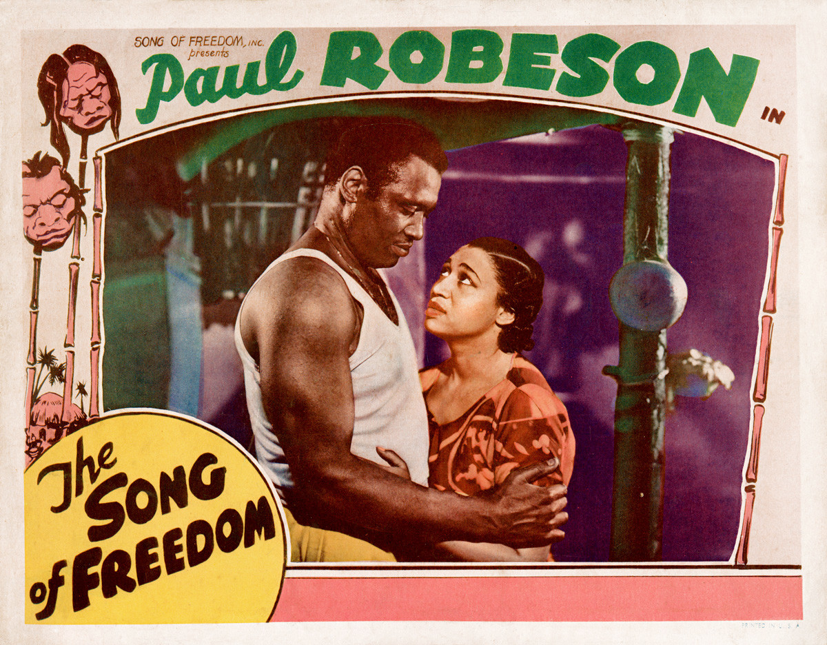 Lobby card from the movie 'The Song of Freedom' (Lion Hammer Films), starring Paul Robeson and Elisabeth Welch, 1936