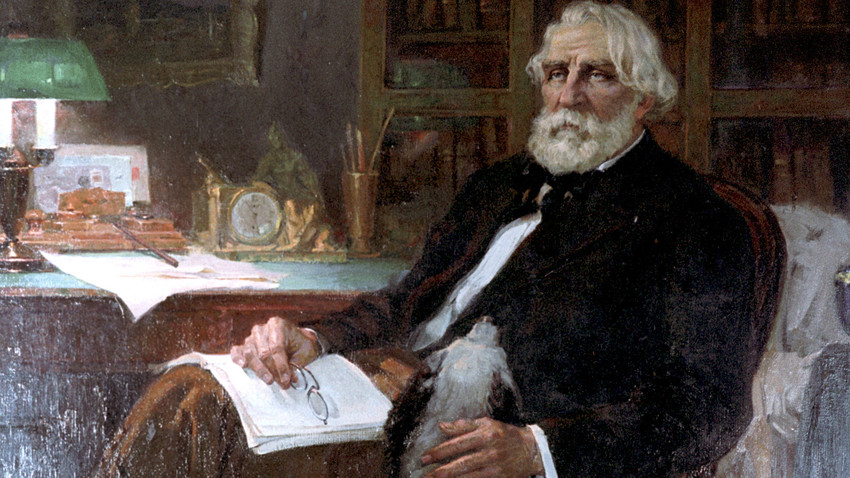 Retrato de Turguêniev pelos irmãos Kurnakov.