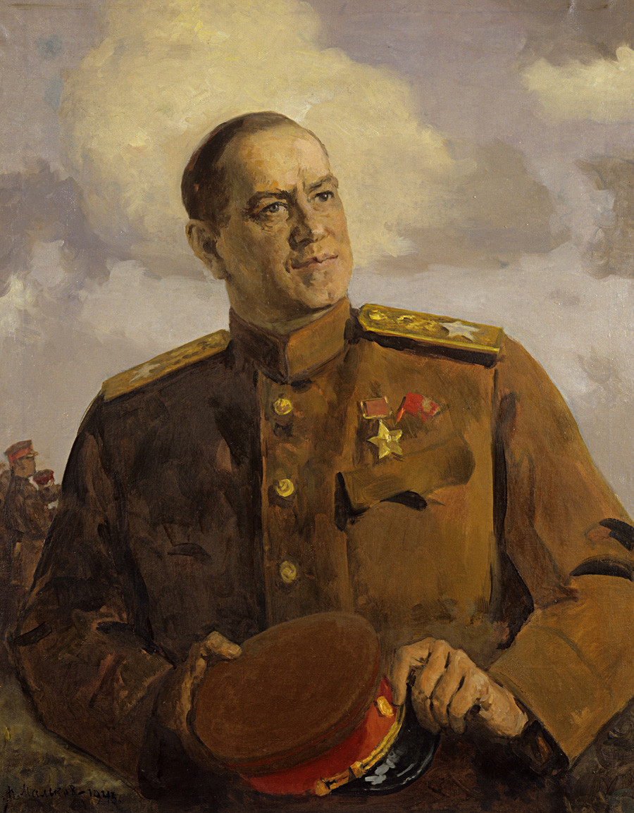 Портрет на маршала на Съветския съюз Георги Константинович Жуков. Худжоник - П. В. Малков. 1943 г.

