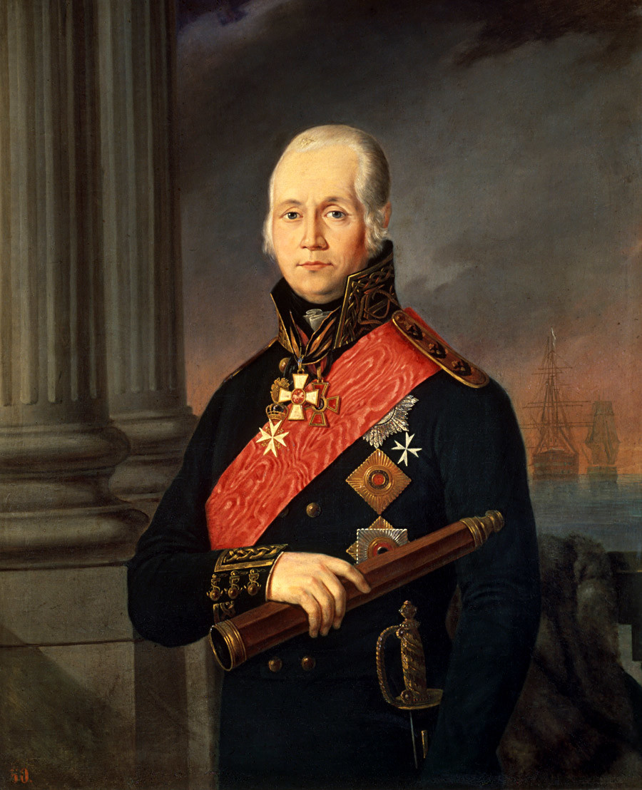 フョードル・ウシャコフ海軍大将の肖像画。画家は不明。19世紀。