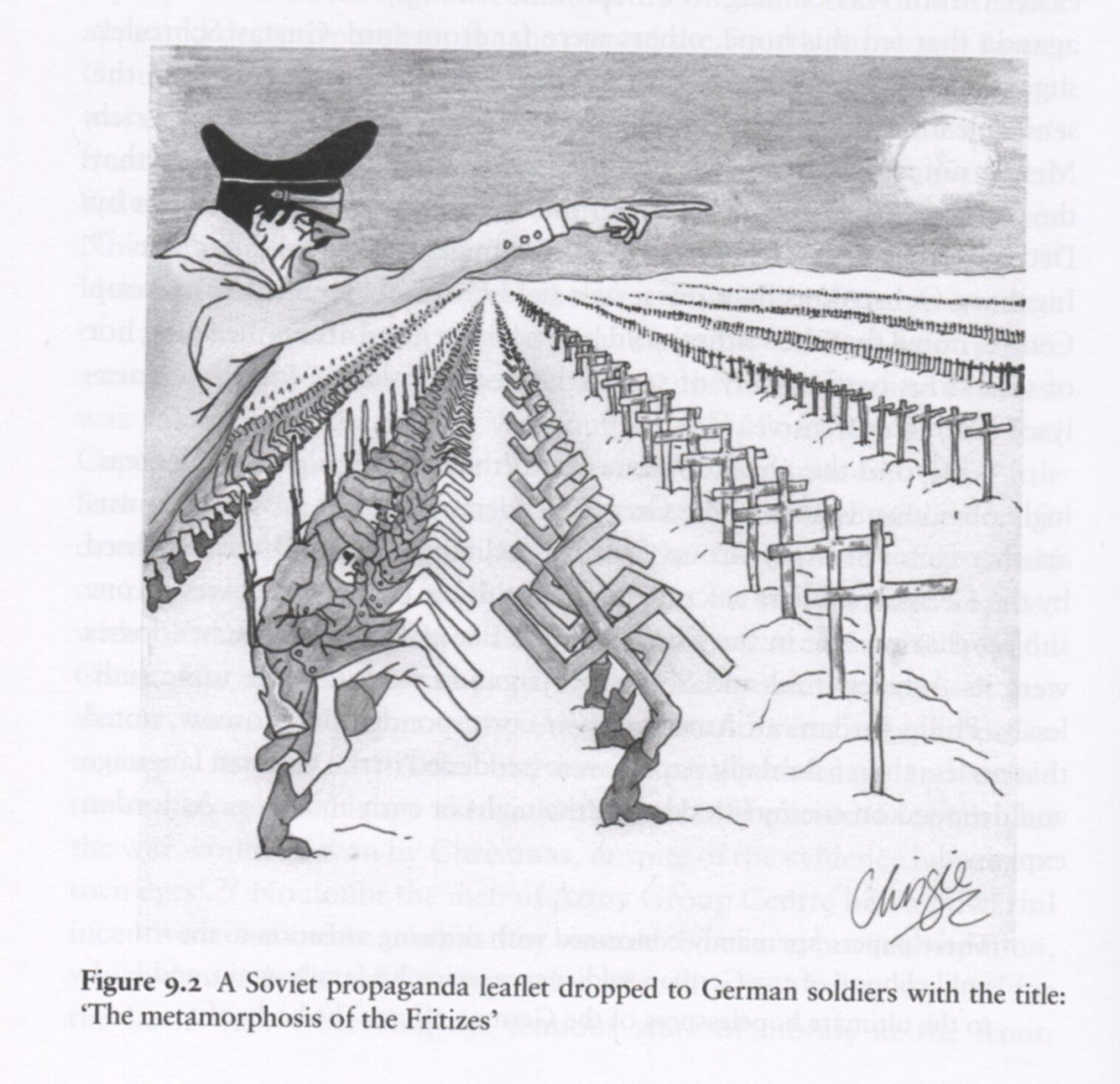 Sovjetska karikatura ofenzive njemačkih vojnika na Moskvu.