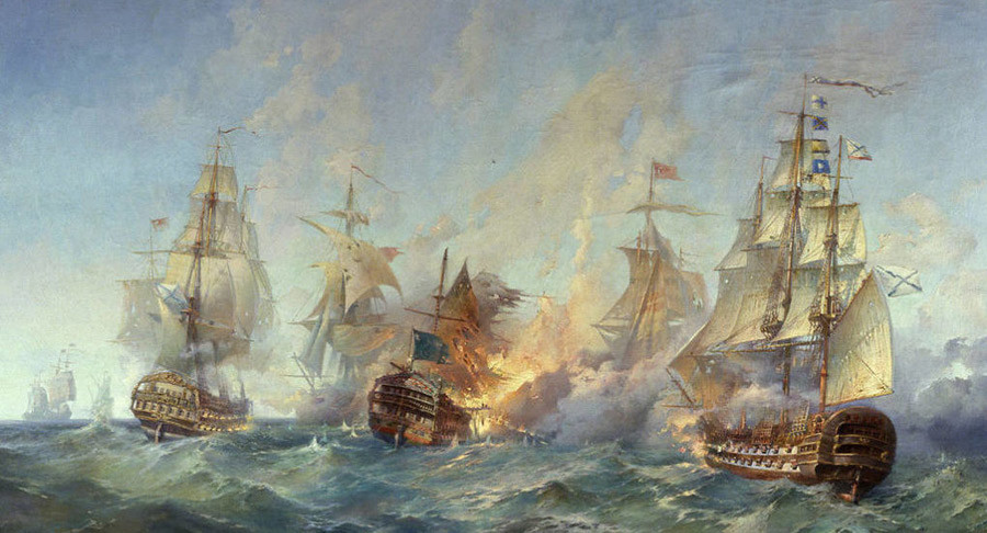 'The naval Battle of Tendra' by Alexander Blinkov 