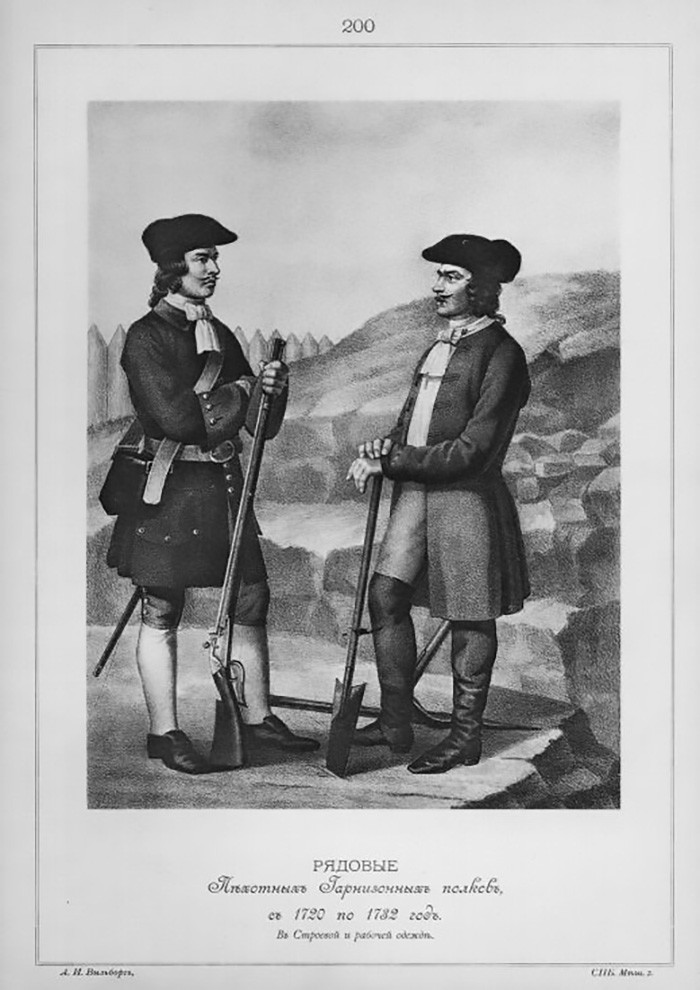 Soldados de regimentos de infantaria, 1720-1732
