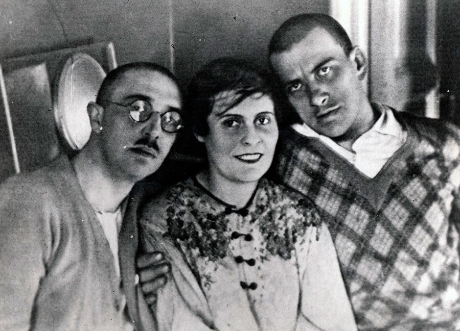 L-R: Osip and Lilya Brik, Vladimir Mayakovsky