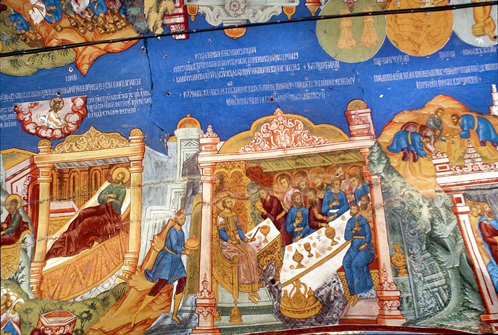 Catedral de la Resurrección. Galería norte, frescos del techo que muestran pasajes del Libro del Génesis (Jacob y sus hijos). 25 de julio de 1997.