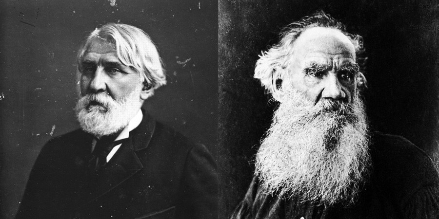 Ivan Turgenev (L); Leo Tolstoy