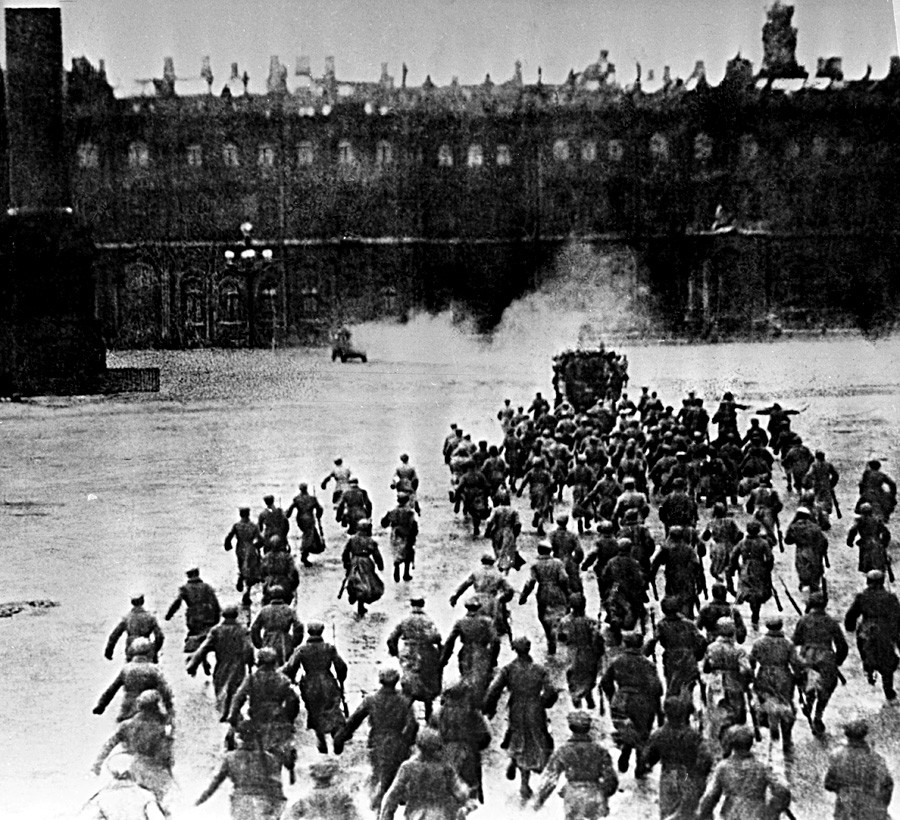 Storming Winter Palace in Petrograd, 1917. 