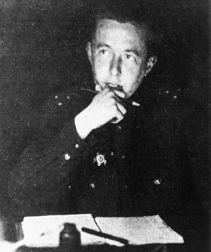 Russian writer Alexander Solzhenitsyn is seen as a captain in the Soviet Army in 1944.