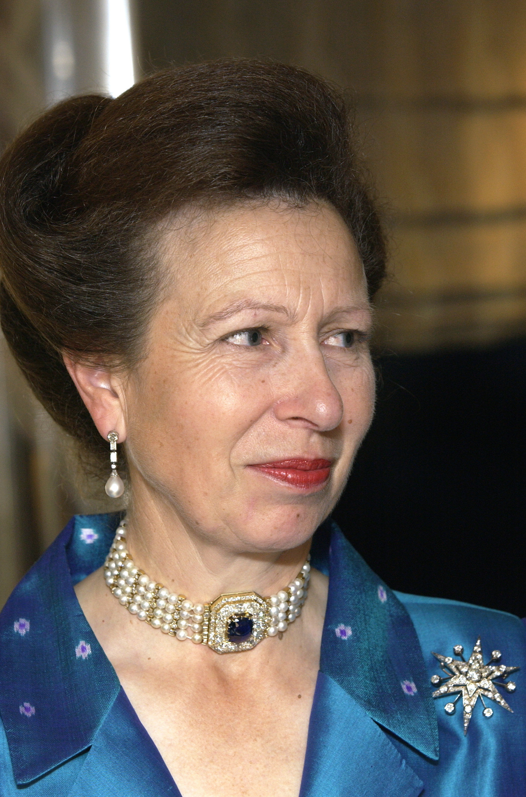 Anne, the Princess Royal, wearing the choker that supposedly came from the Marie Feodorovna's collection.