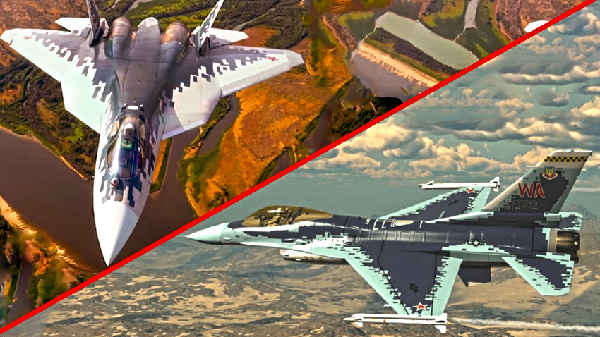 levo: Su-57, desno: F-16C