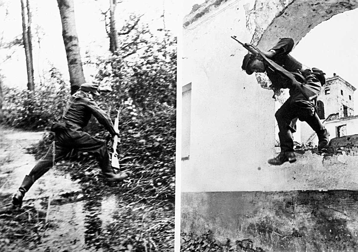 Две фотографије војника са полуаутоматском пушком G-43, Други светски рат. 