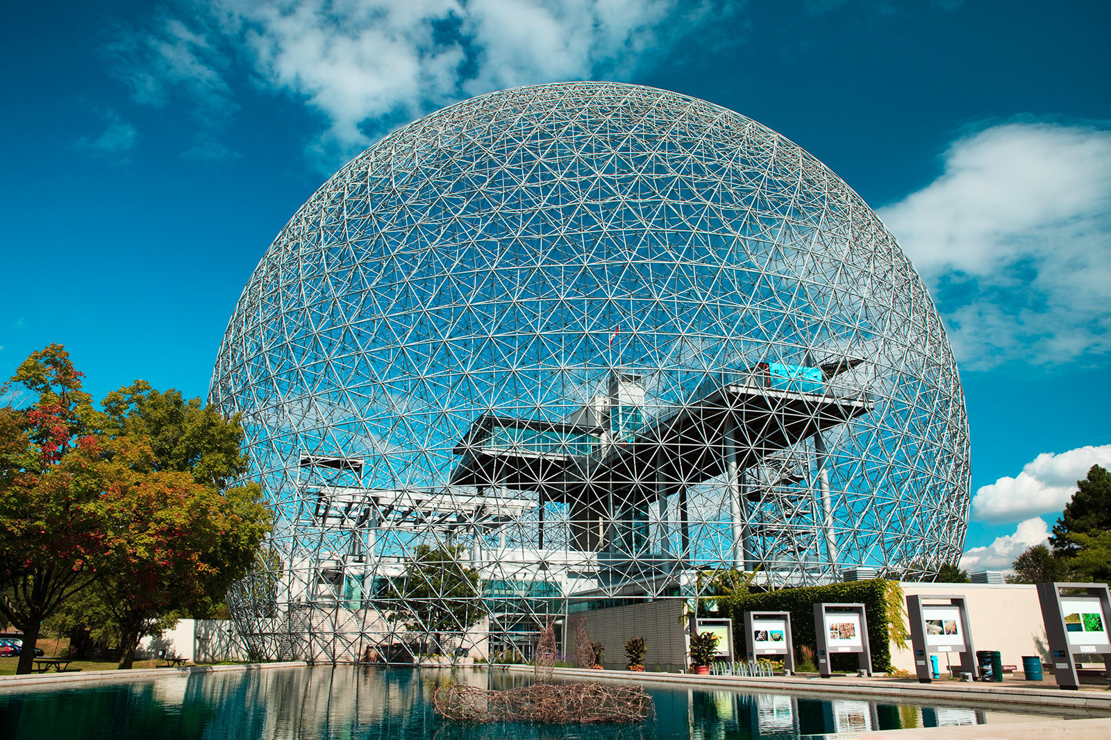 The gridshell 'geodesic dome', designed by Richard Buckminster Fuller, at Montreal Biosphere museum