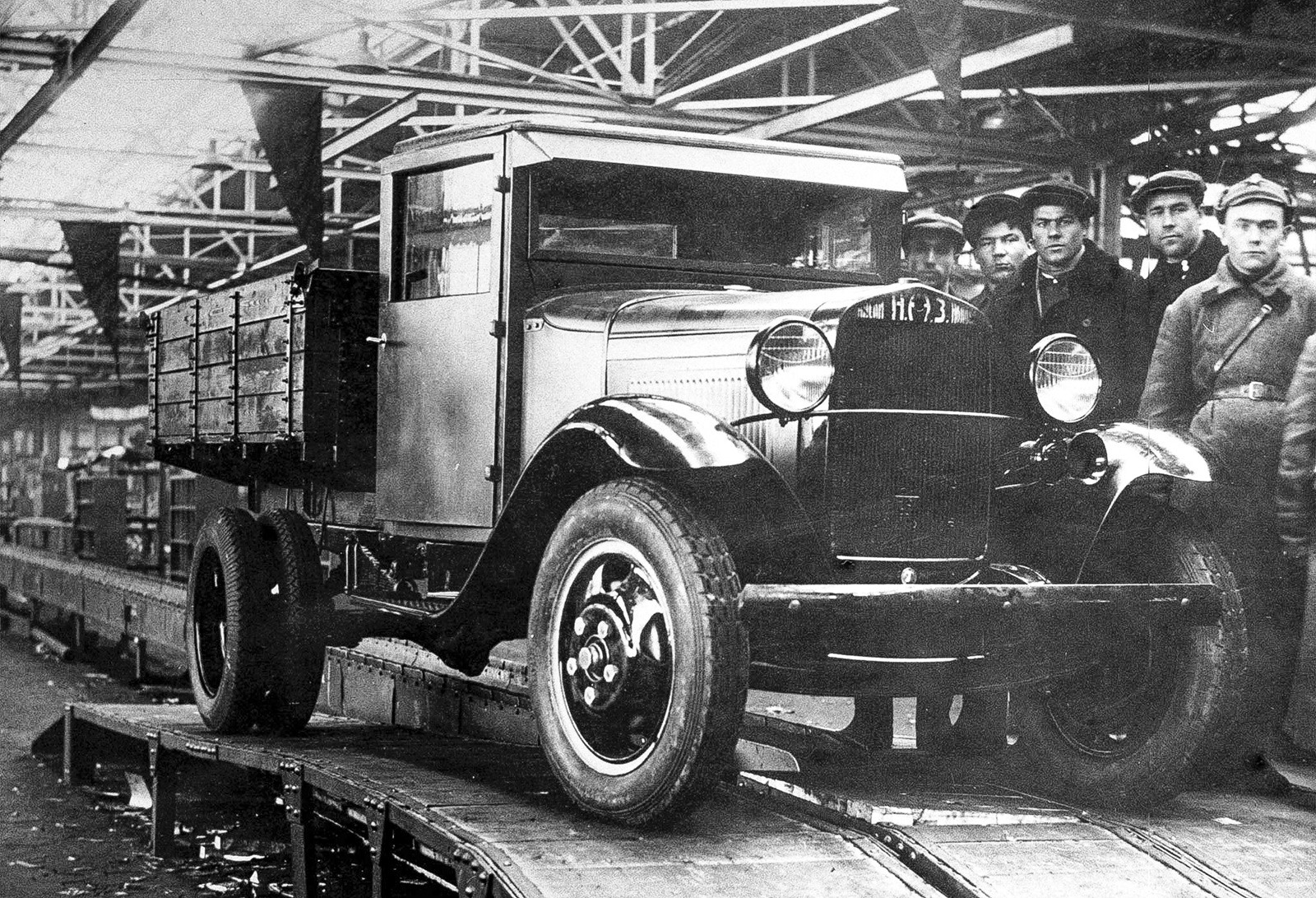 The first GAZ-AA (a clone of Ford Model AA) is out of Gorky Automobile Plant, 1932 