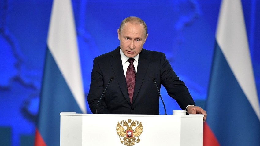 Председник Владимир Путин на заседању Федералне скупштине, 20.02.2019.