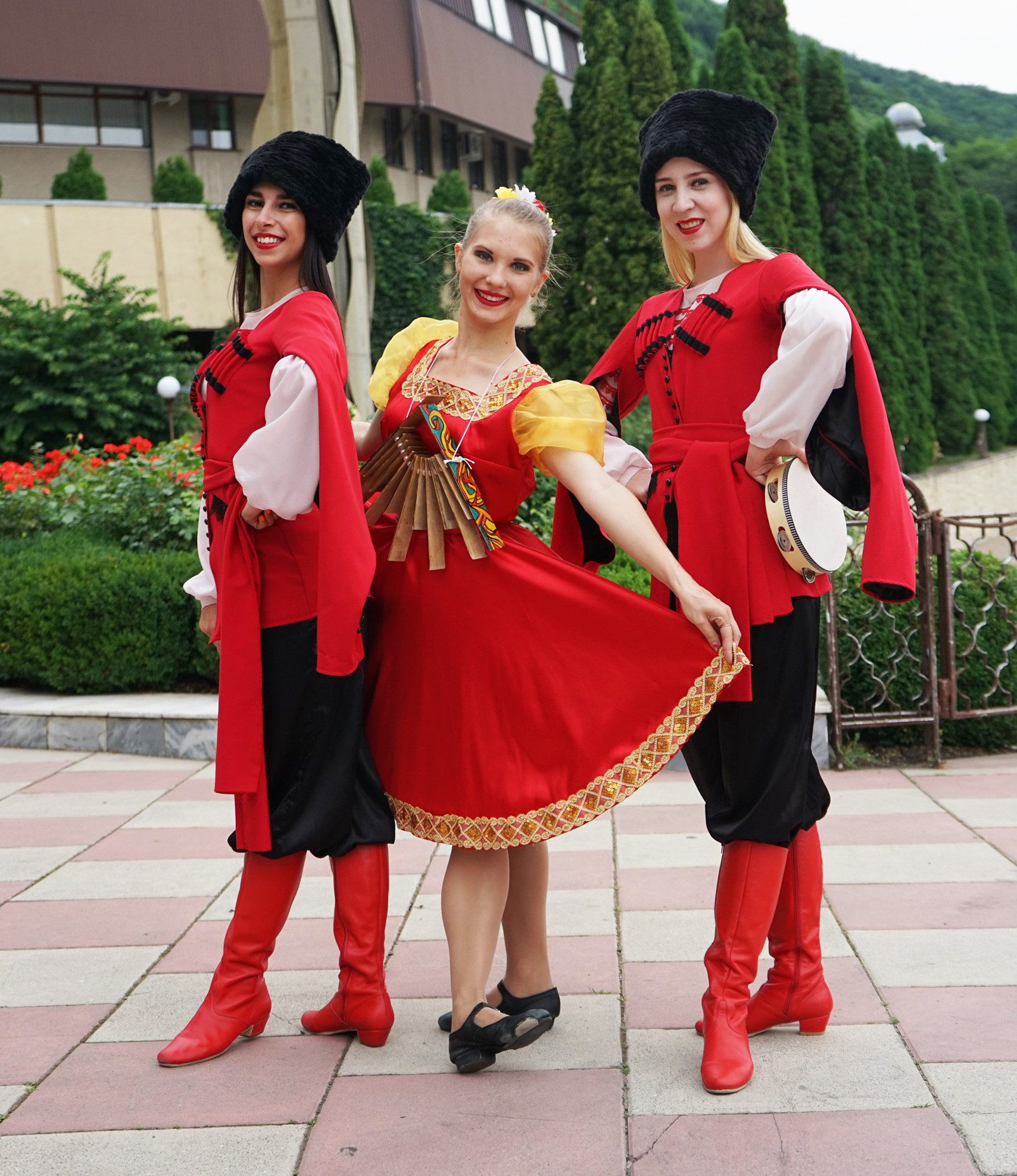 This troupe of dancers in classic Caucasian attire are doing shows at old Soviet style sanatoriums in the traditional Russian spa towns of Piatigorsk and Kislovdsk. Both were favorites with the Russian tsars, aristocracy and artists. Nowadays these towns exude the morbid charm of a bygone era.