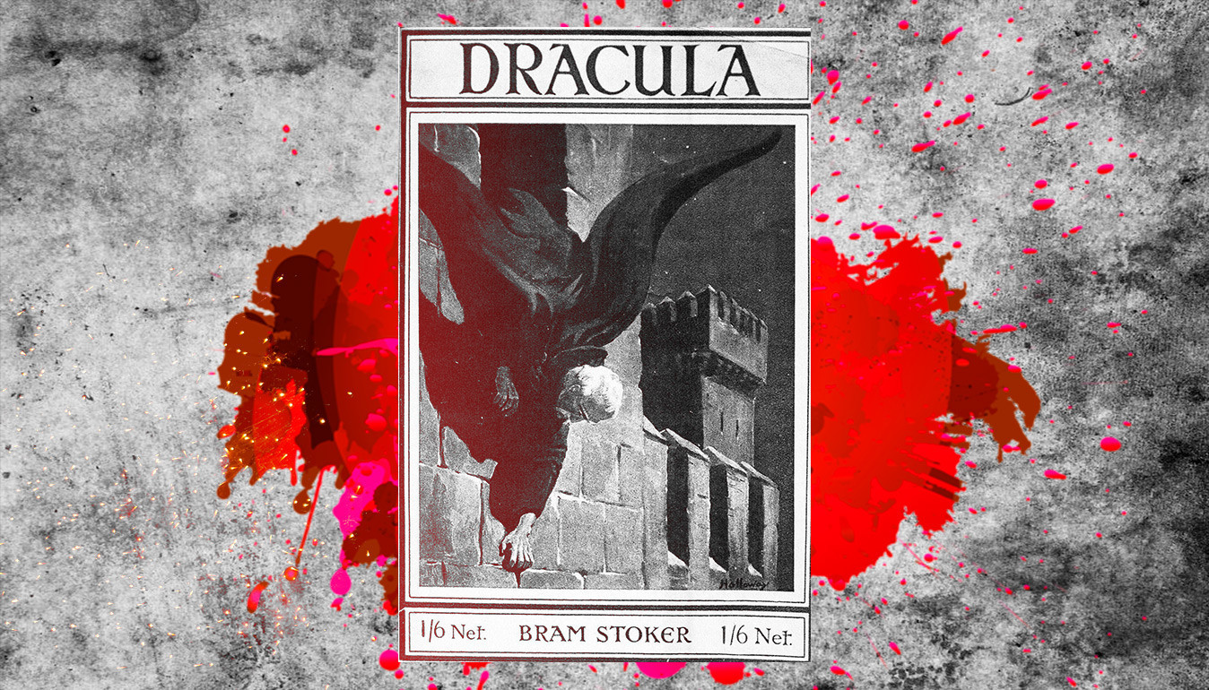 Sampul buku (1916, Rider & Son, London) dari novel Dracula oleh Bram Stoker (1897).