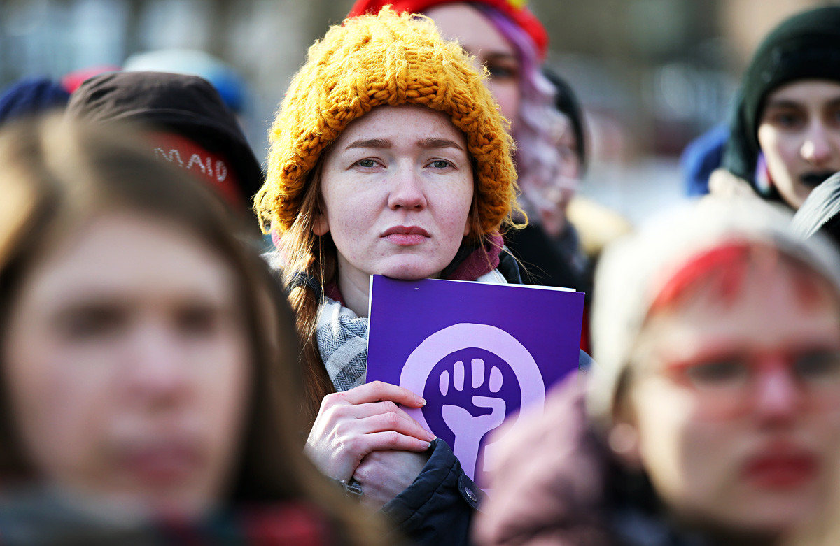 Демонстрация 8 марта 2018 года в Санкт-Петербурге.