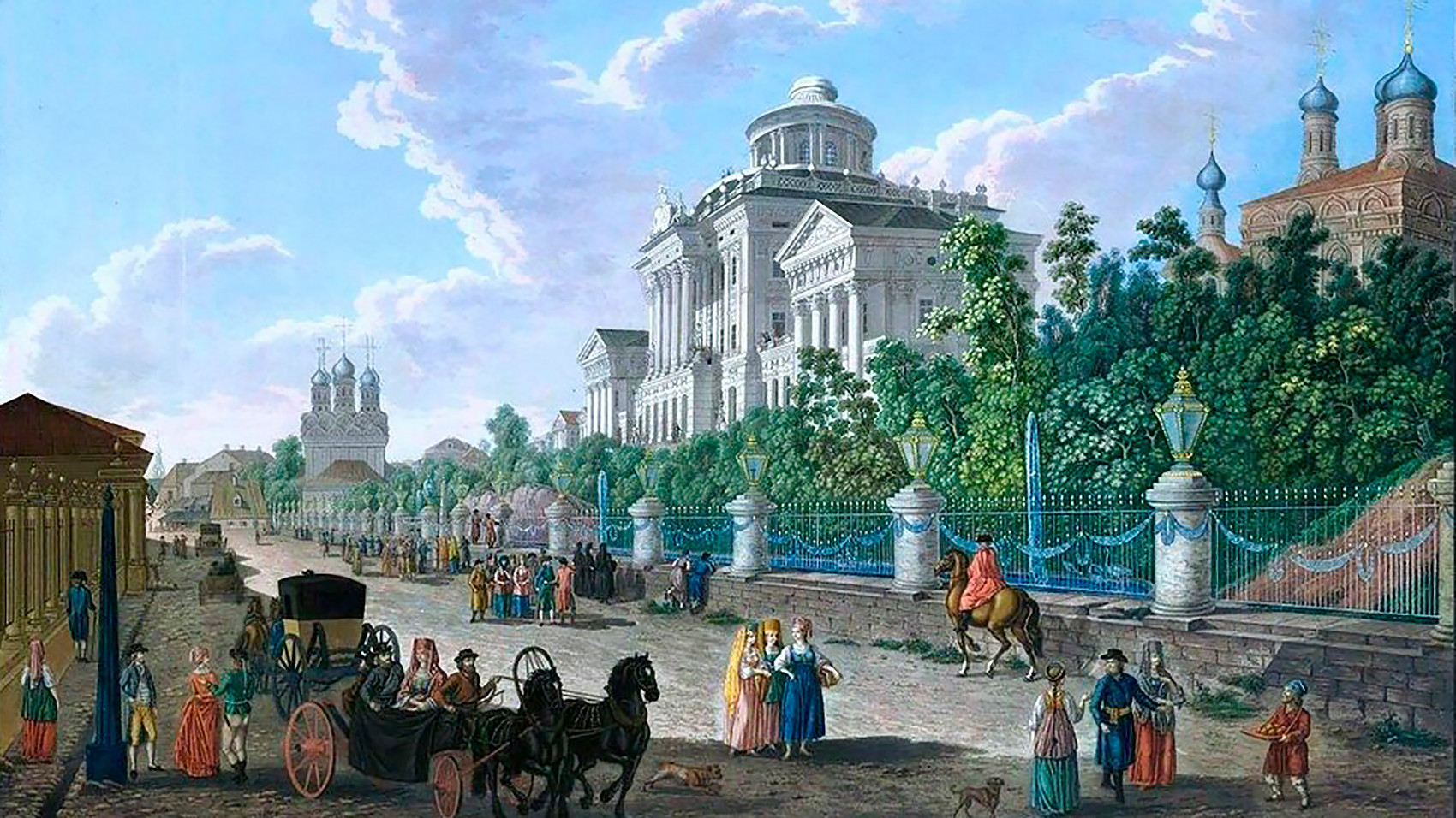 View of the Mokhovaya street and Pashkov House, Moscow, 1798.  