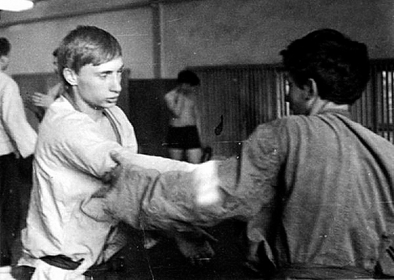 Young Vladimir Putin in judo class.