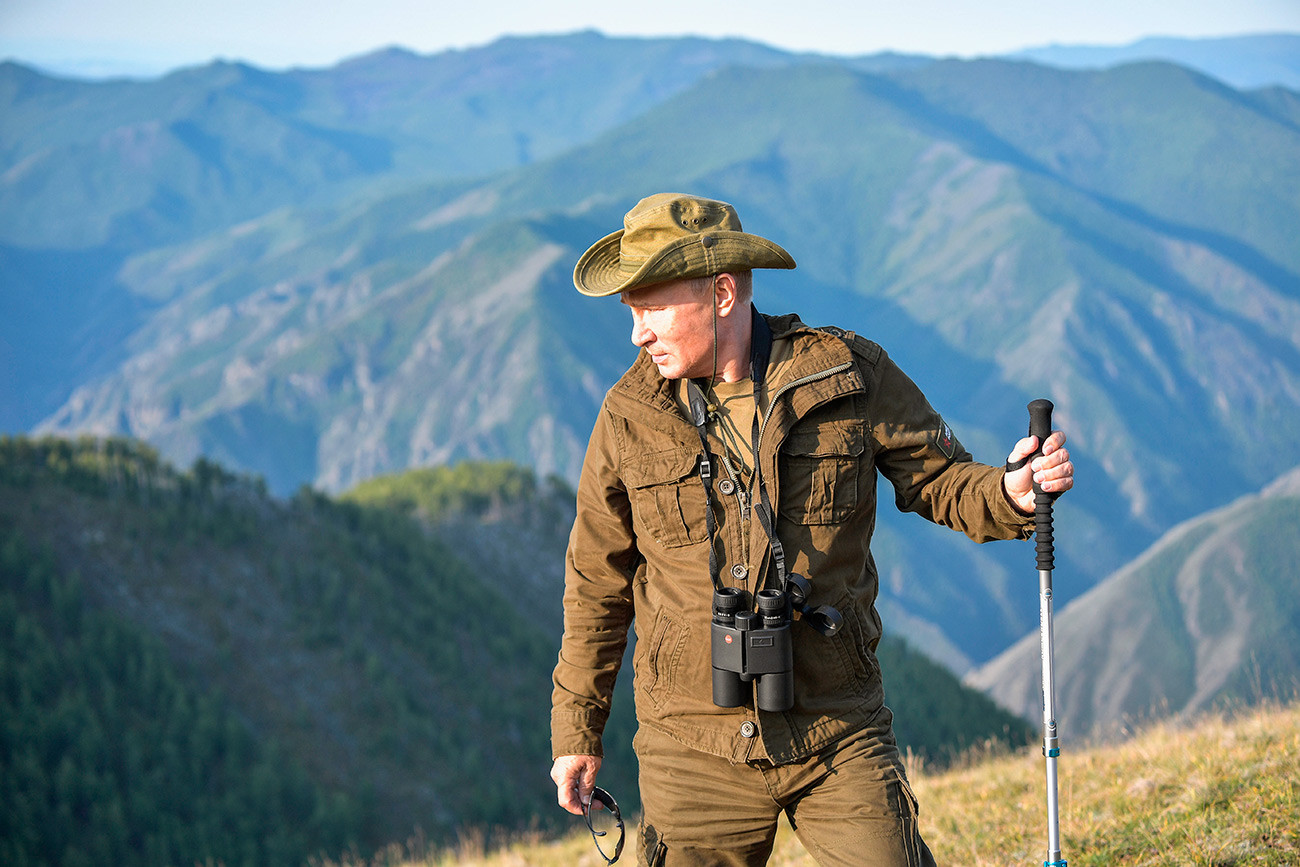 Vladimir Putin on a hike in Tuva.