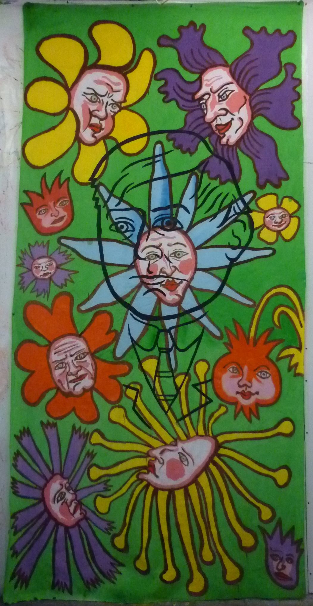 Gueorgui Lititchevski. Du projet « L’intelligence des fleurs ». 2019. Acrylique sur tissu. 3 x 1,5 m.