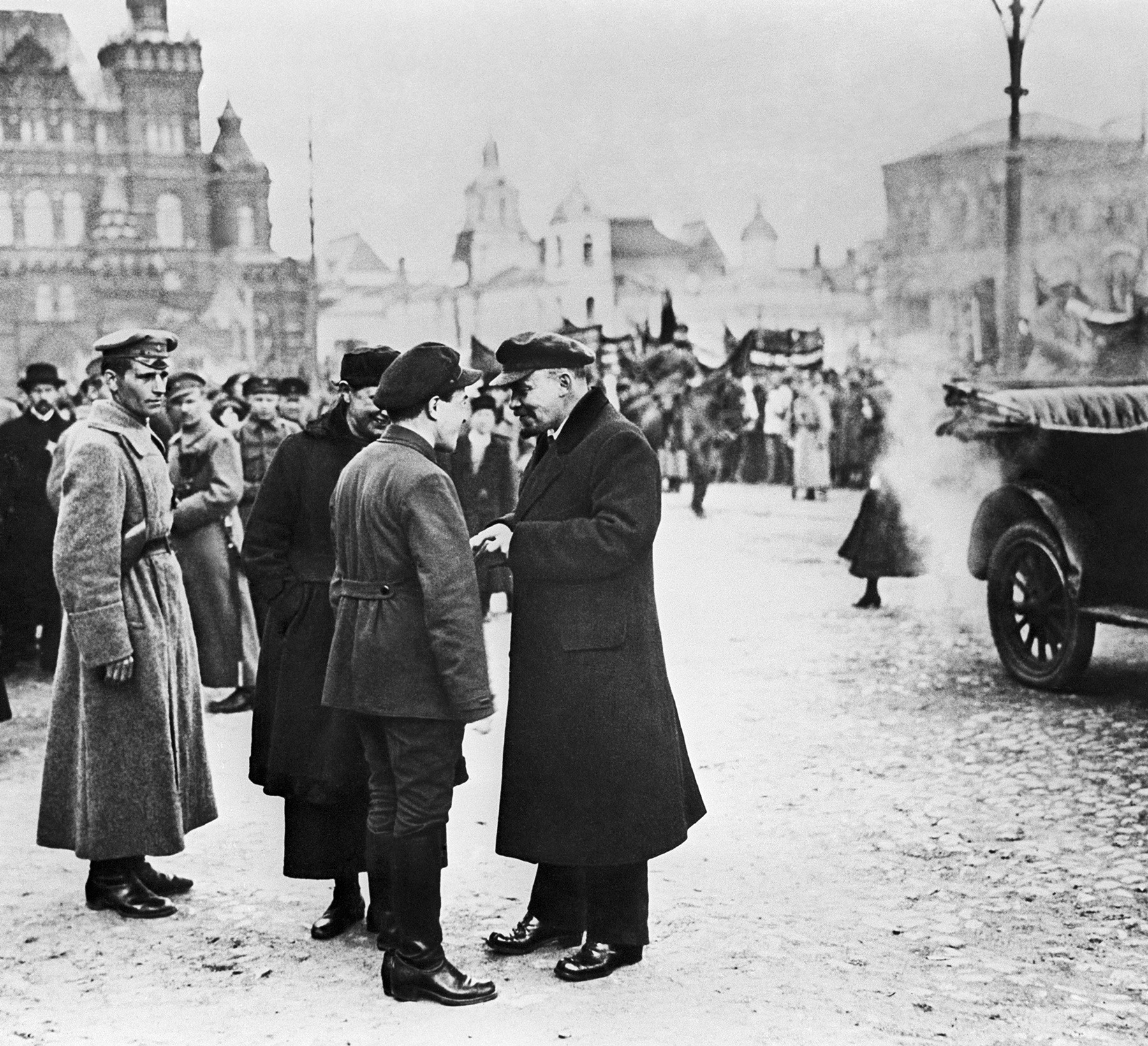 Vladimir Lenin (R) during the May 1st demonstration of 1919 in Moscow.