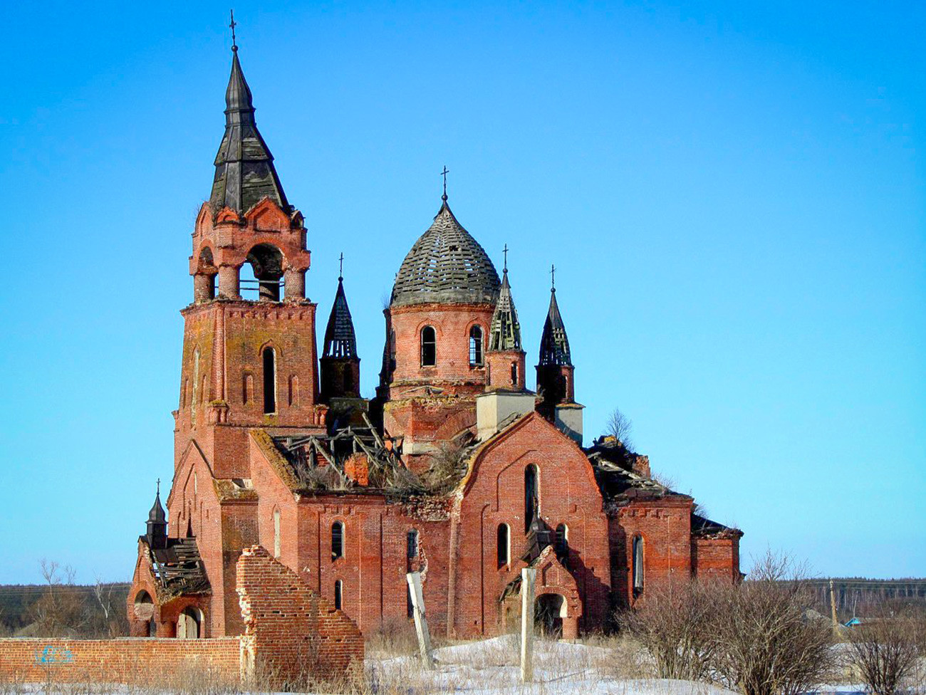 Liebfrauenkirche im Dorf Pjot, Anfang des 20. Jahrhunderts, Region Rjasan